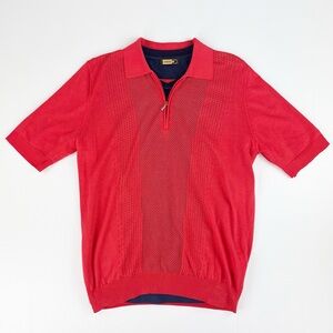 Zilli Coral Red Silk Cotton Zip Two in One Polo Shirt Top Italian Mens 48